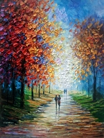 Slava Ilyayev - Couple's Stroll | Acrylic on Canvas | Signed | Size 30 x 40 (unframed)