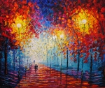 Slava Ilyayev - Lamplight Stroll | Acrylic on Canvas | Signed | Size 40 x 60 (unframed)